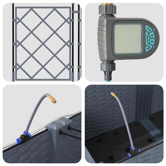 Fioriere da Giardino con Sistema di Irrigazione 3 pz Grigio Chiaro