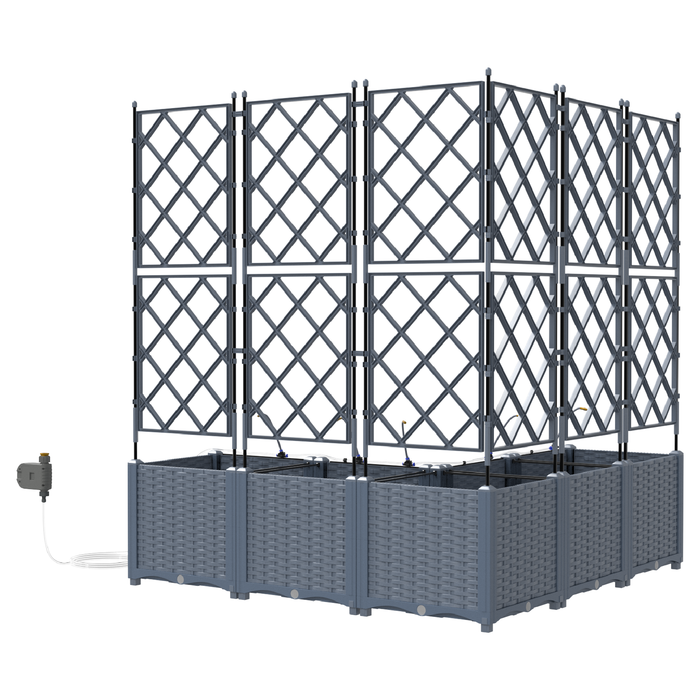 Piante da giardino  con sistema di irrigazione 5 pezzi Grigio chiaro