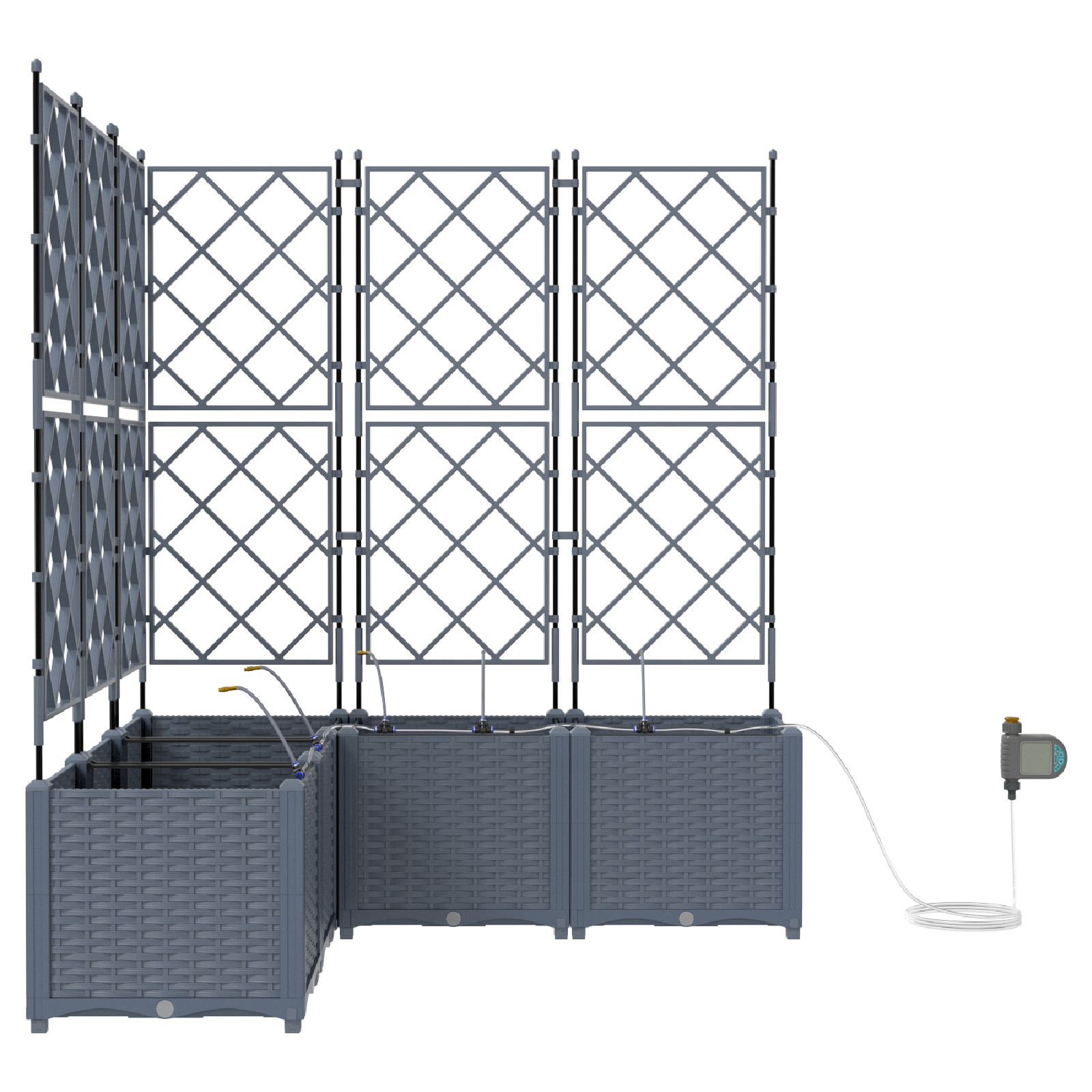 Piante da giardino  con sistema di irrigazione 5 pezzi Grigio chiaro