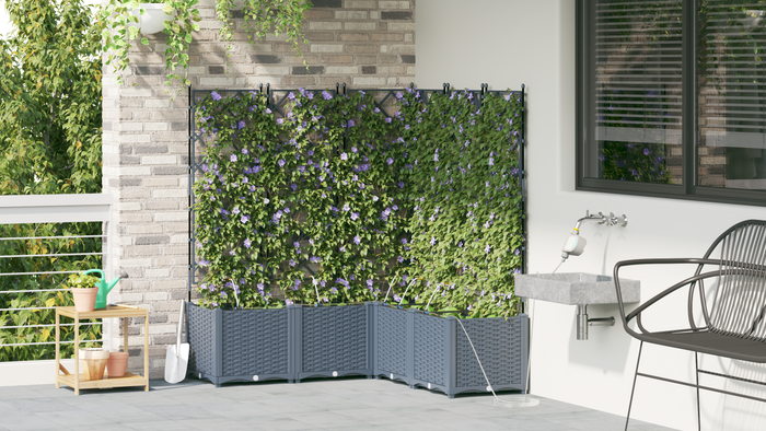 Piante da giardino  con sistema di irrigazione 5 pezzi Grigio chiaro