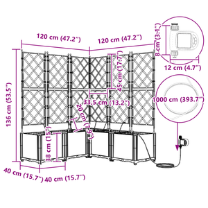 Piante da giardino  con sistema di irrigazione 5 pezzi Grigio chiaro