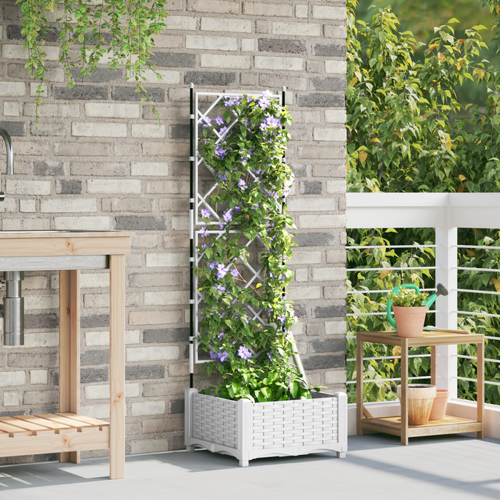 Fioriera da Giardino con Trellis Bianco 40x40x125.5 cm