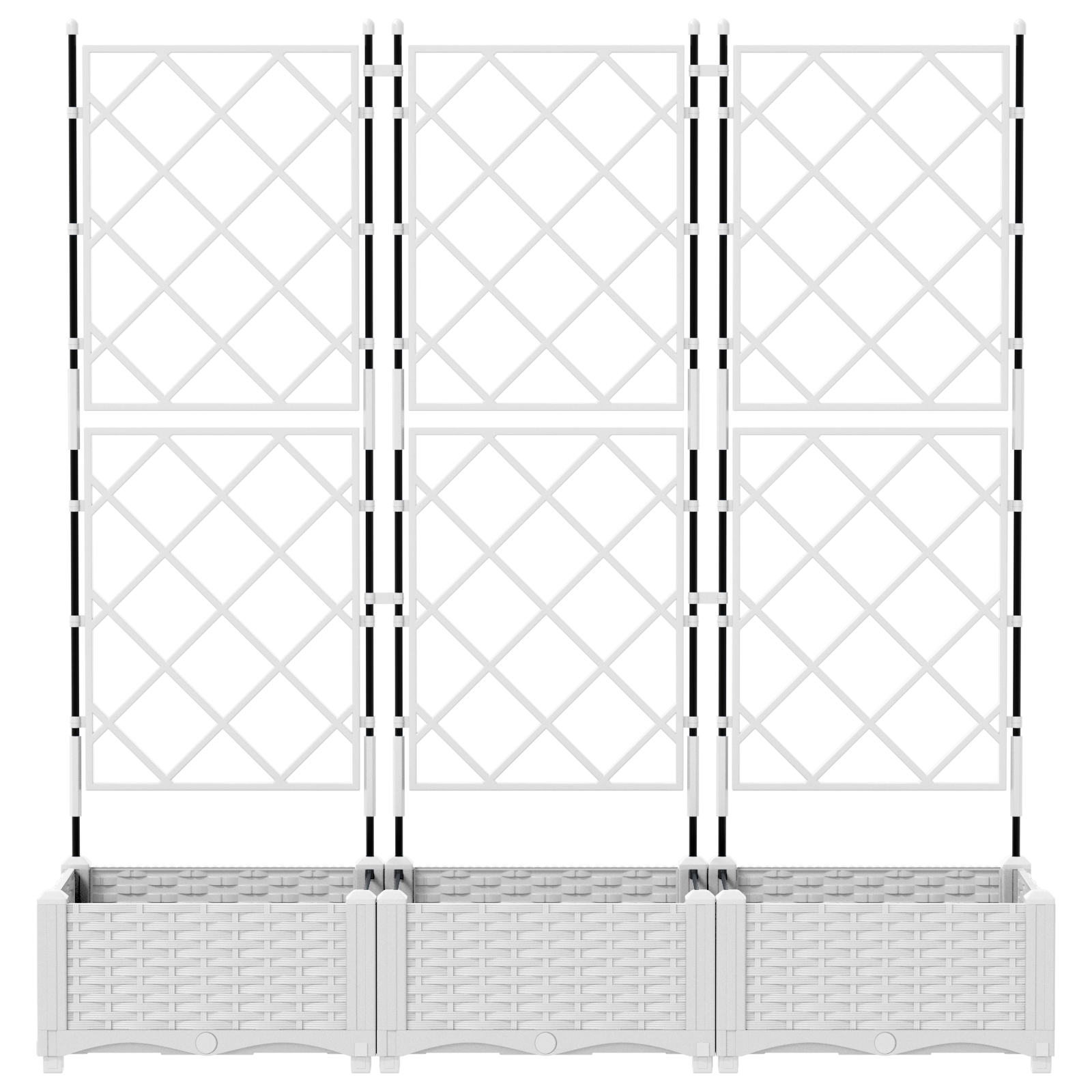Vaso da Giardino con Trellis 3 pcs Bianco 120x40x125.5 cm