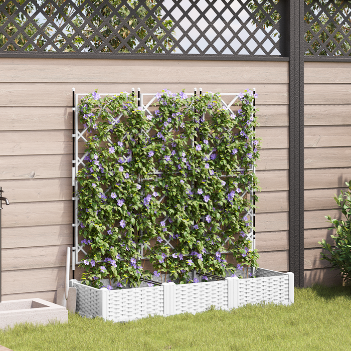 Vaso da Giardino con Trellis 3 pcs Bianco 120x40x125.5 cm