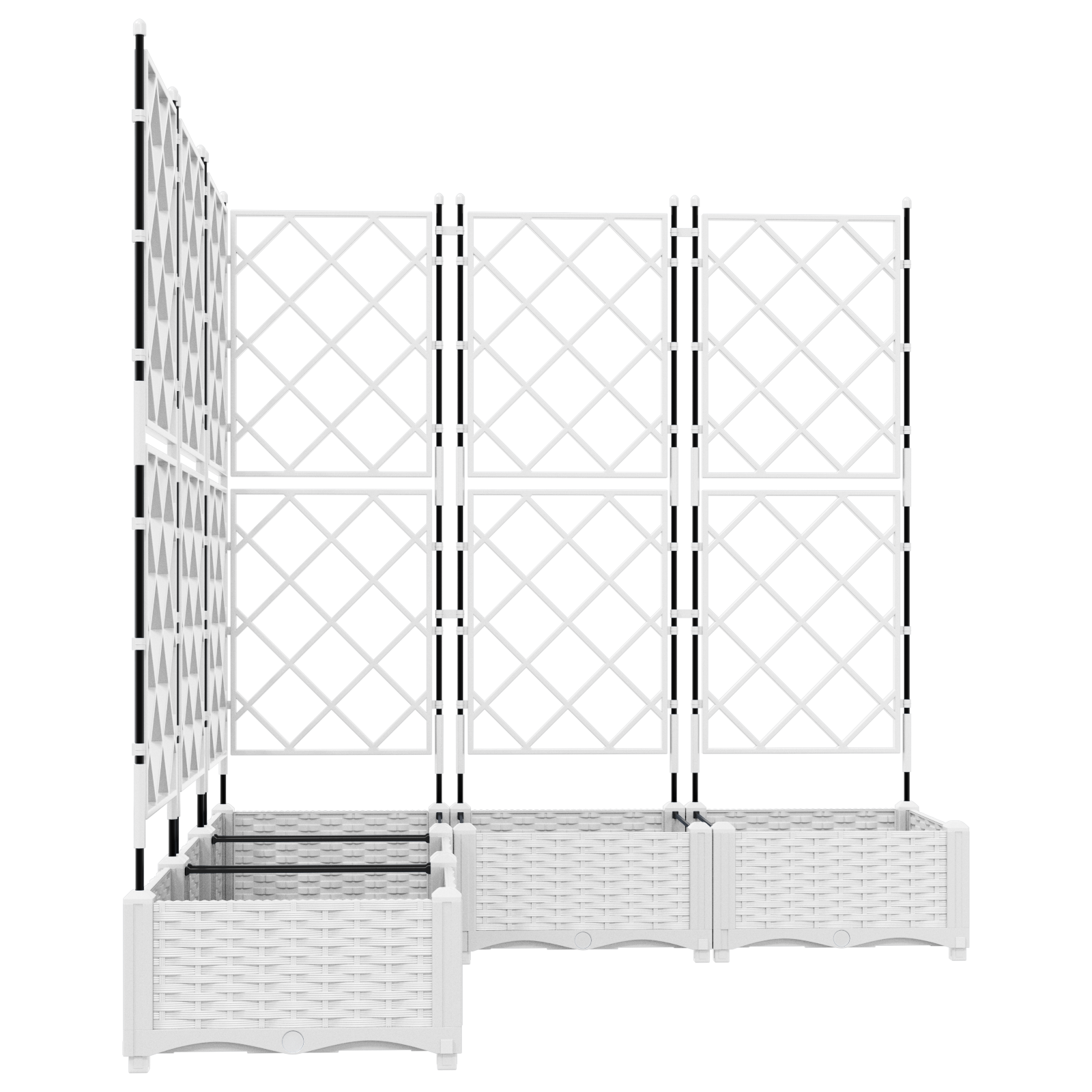 Fioriera da Giardino con Trellis 5 pcs Bianca 120x120x125.5 cm
