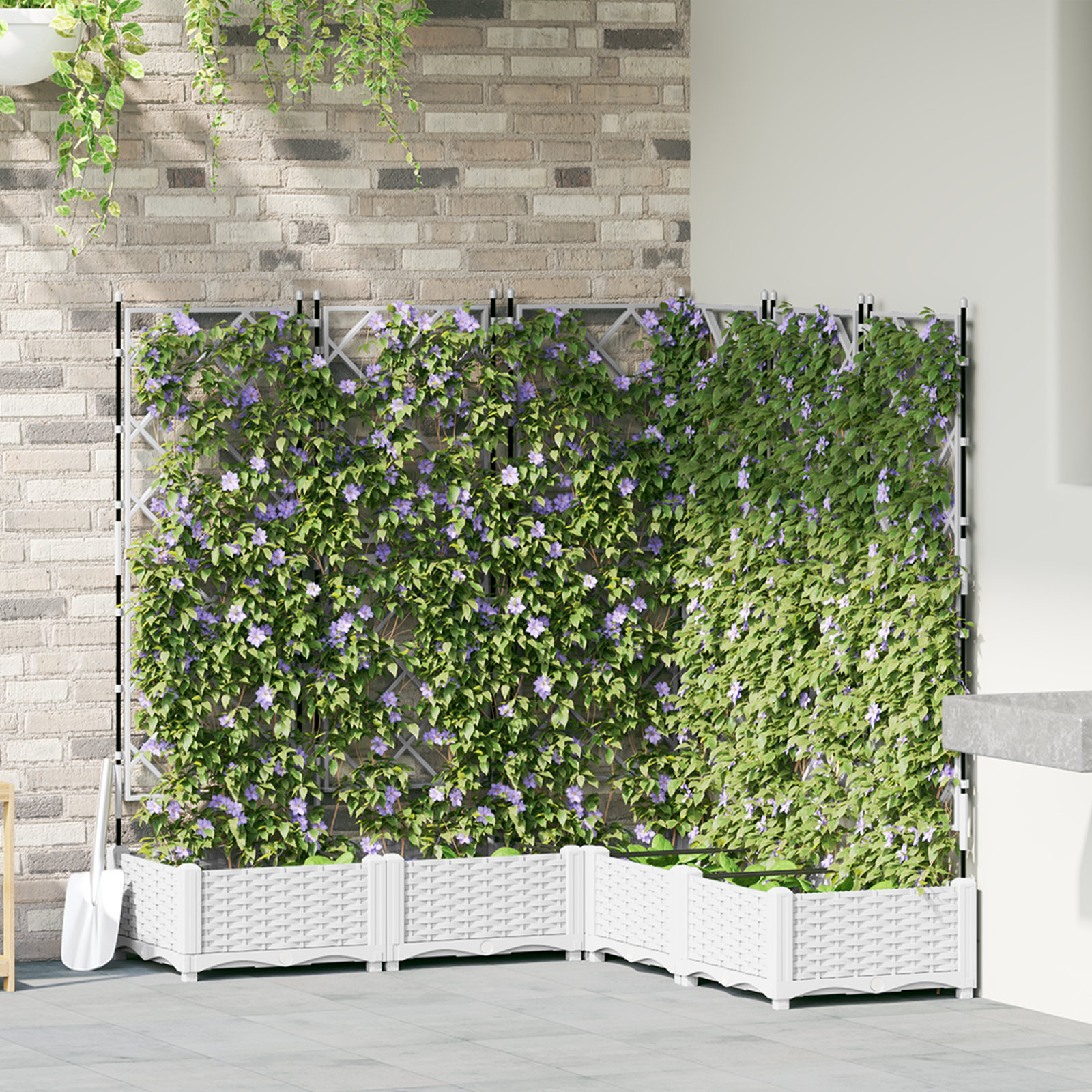 Fioriera da Giardino con Trellis 5 pcs Bianca 120x120x125.5 cm