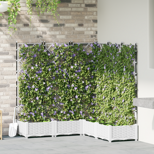 Fioriera da Giardino con Trellis 5 pcs Bianca 120x120x125.5 cm