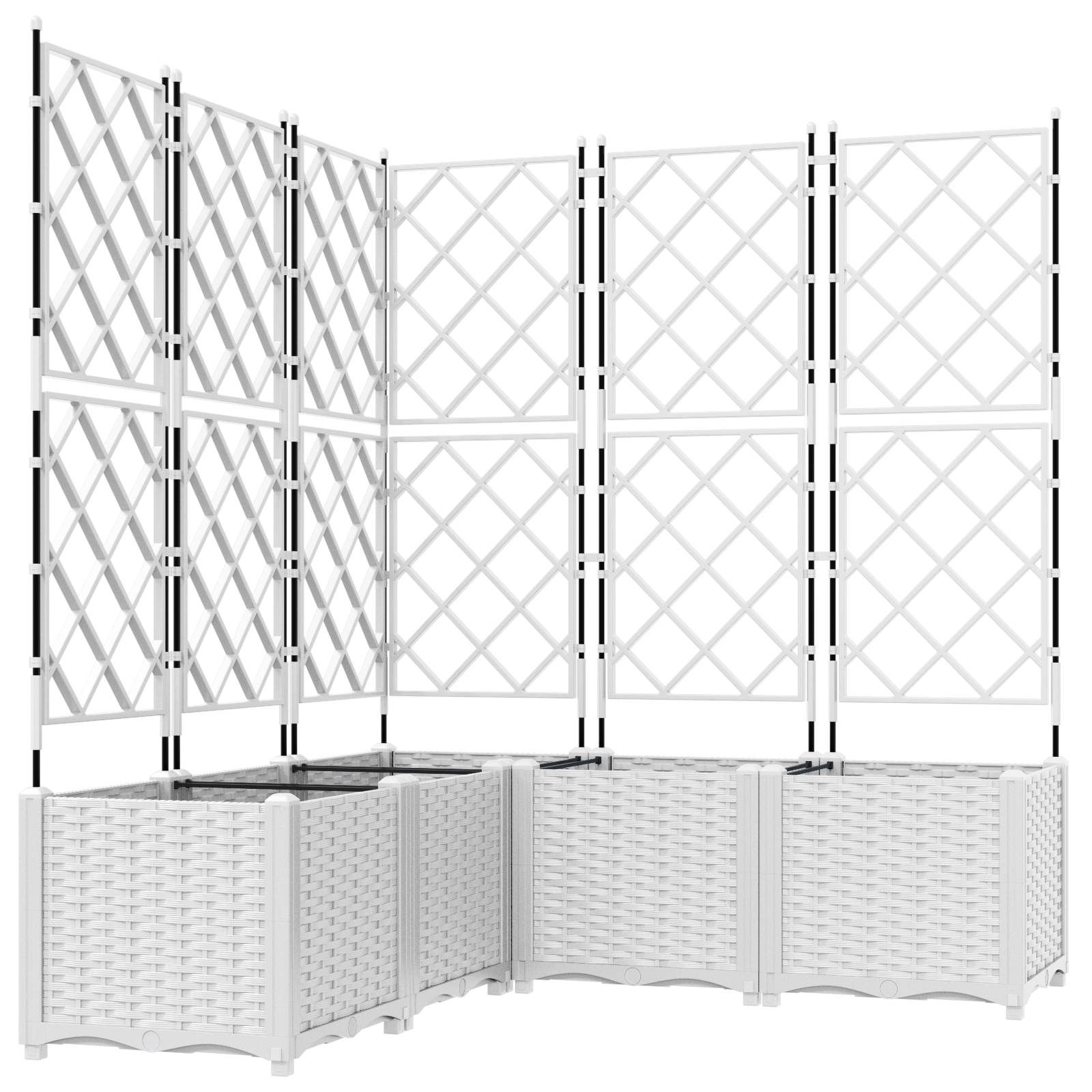 Piantana da giardino con trellis 5 pcs Bianca 120x120x143 cm