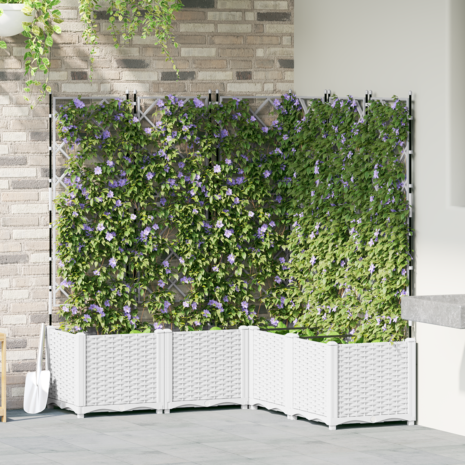 Piantana da giardino con trellis 5 pcs Bianca 120x120x143 cm