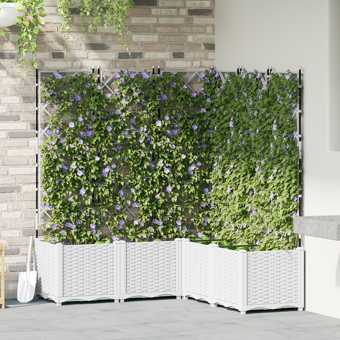 Piantana da giardino con trellis 5 pcs Bianca 120x120x143 cm