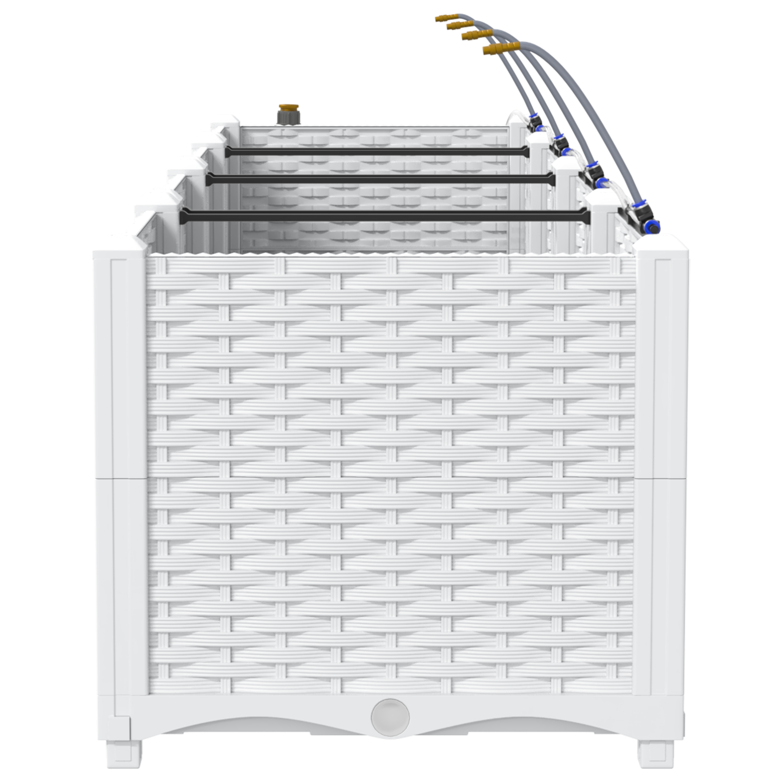 Vasi da Giardino con Sistema di Irrigazione 4 pz Bianco