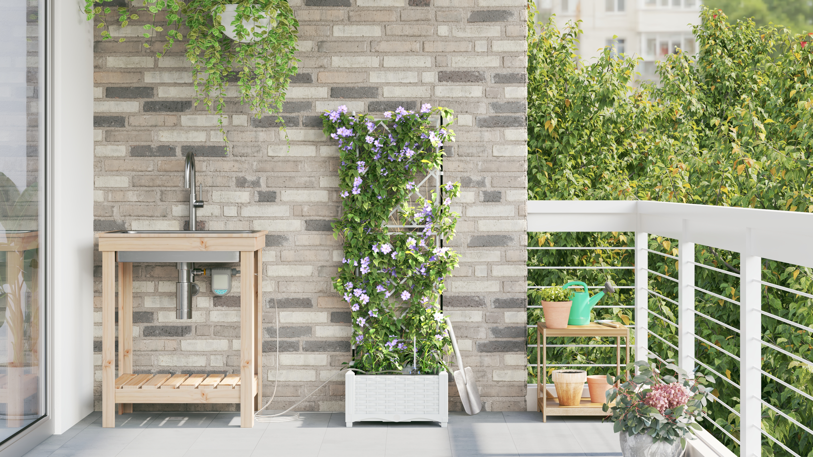 Vasi da Giardino  con Sistema di Irrigazione Bianca