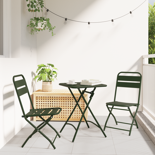 Sedia da Giardino Pieghevole 2 pcs Verde Scuro 42x52x82 cm Acciaio Verniciato