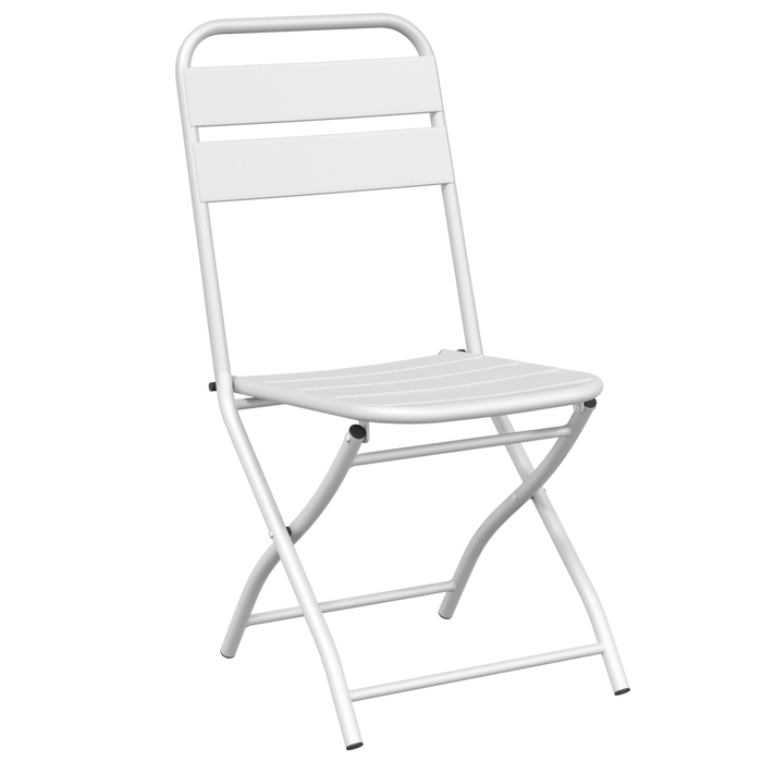 Sedie da Giardino Pieghevoli 2 pz Bianche in Acciaio