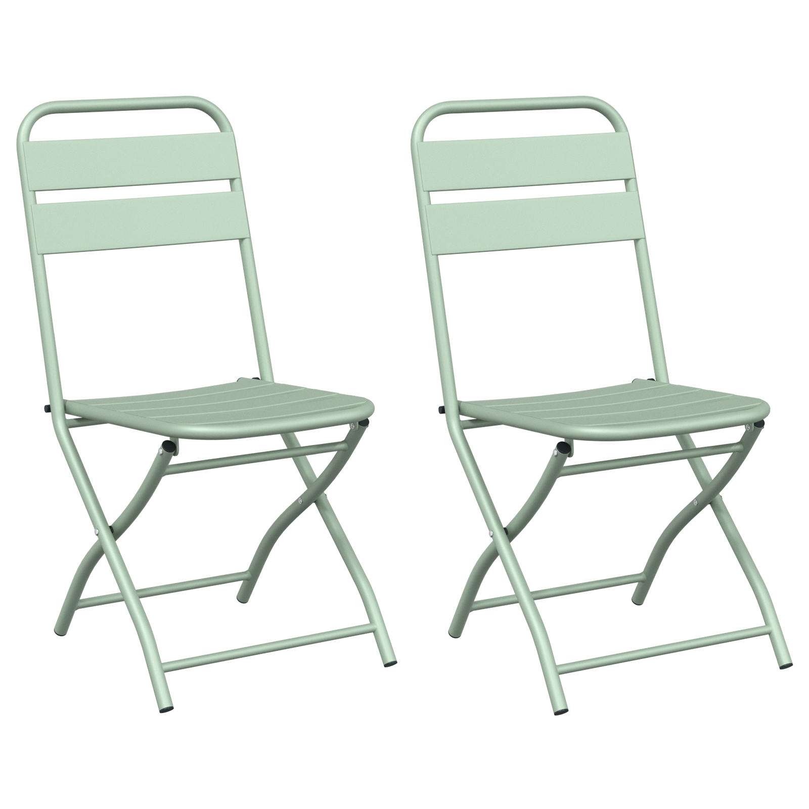 Sedia da Giardino Pieghevole 2 pcs Verde Chiaro 42x52x82 cm Acciaio verniciato a polvere
