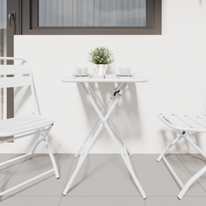 Tavolo da Giardino Pieghevole  Bianco 55x55x73 cm in Acciaio