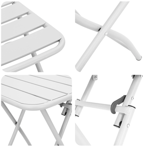 Set Bistro Pieghevole 3 Pezzi  Bianco Acciaio