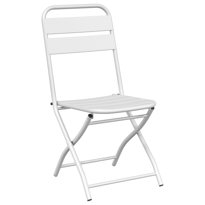 Set Bistro Pieghevole 3 Pezzi  Bianco Acciaio