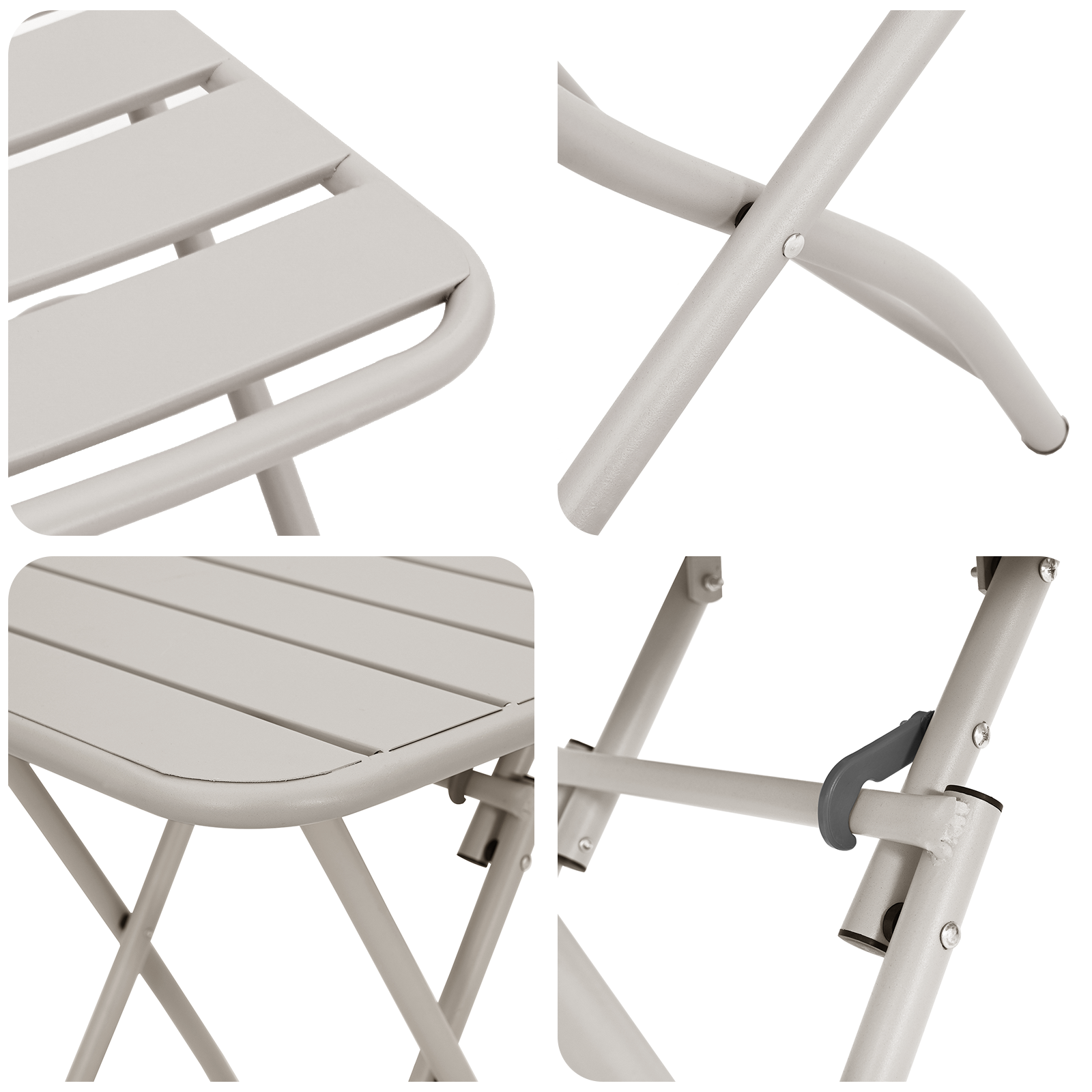 Set Bistro Pieghevole 3 Pezzi Beige in Acciaio