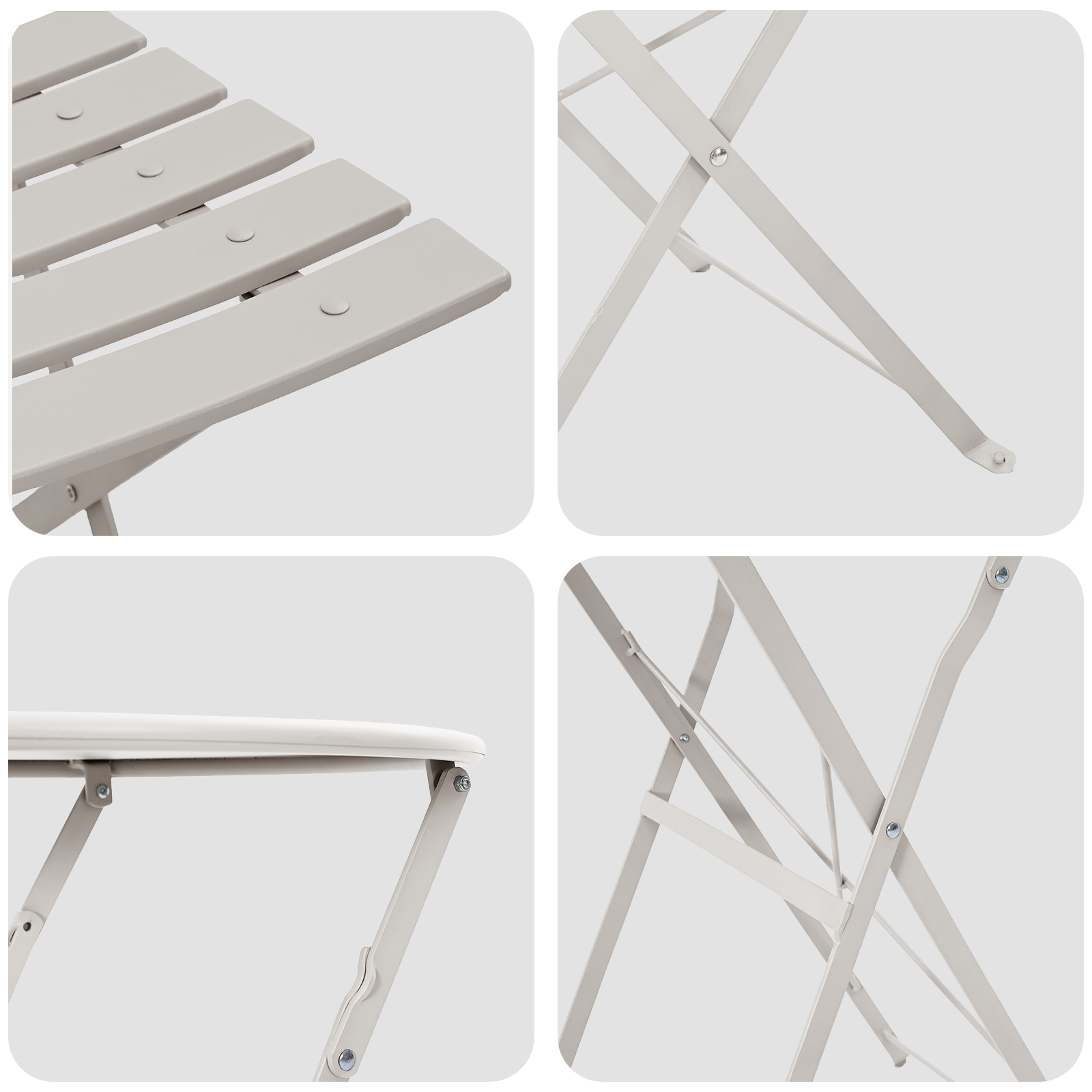 Set Bistro Pieghevole 3 Pezzi Beige in Acciaio di