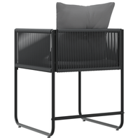 Sedi da Giardino con Cuscini 4 pcs Nero Rattan Polimerico