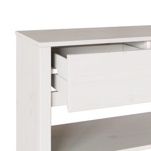 Tavolo Consolle "DRAMMEN" Bianco 89,5x37x73 cm Legno Massello Pino