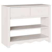 Tavolo Consolle "DRAMMEN" Bianco 89,5x37x73 cm Legno Massello Pino