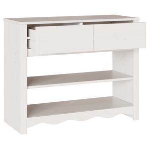 Tavolo Consolle "DRAMMEN" Bianco 89,5x37x73 cm Legno Massello Pino