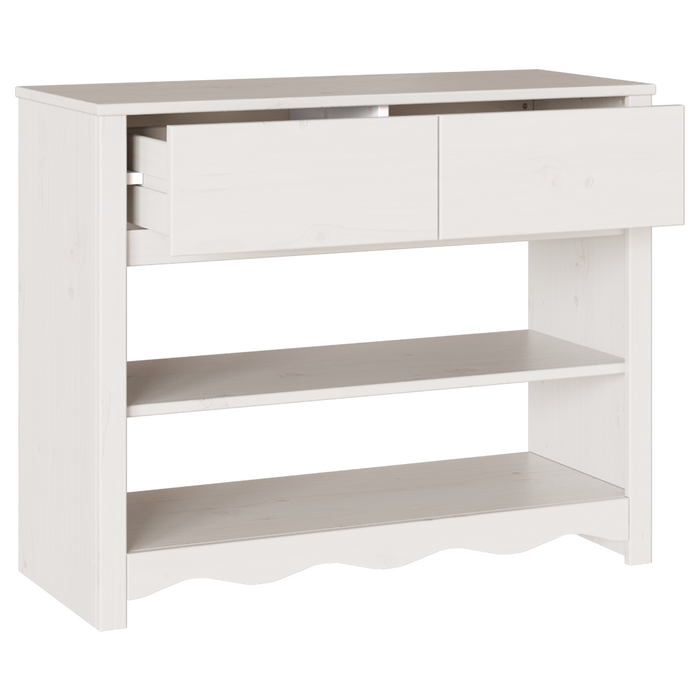 Tavolo Consolle "DRAMMEN" Bianco 89,5x37x73 cm Legno Massello Pino