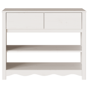 Tavolo Consolle "DRAMMEN" Bianco 89,5x37x73 cm Legno Massello Pino