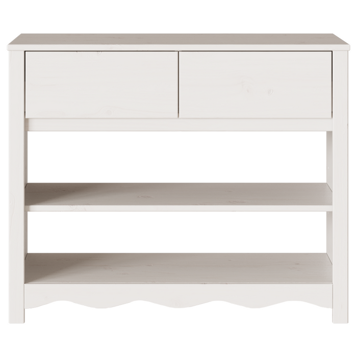 Tavolo Consolle "DRAMMEN" Bianco 89,5x37x73 cm Legno Massello Pino