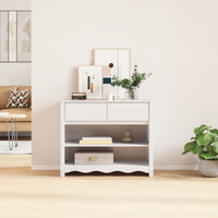 Tavolo Consolle "DRAMMEN" Bianco 89,5x37x73 cm Legno Massello Pino