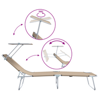 Lettini prendisole 2 pz con tenda Tortora 600D Tessuto Oxford