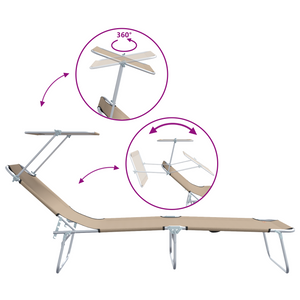 Lettini prendisole 2 pz con tenda Tortora 600D Tessuto Oxford