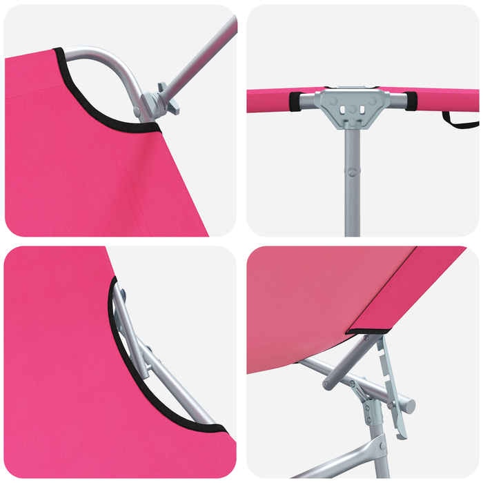 Lettini Prendisole Pieghevoli 2 pz con Tettuccio Rosa Tessuto Oxford 600D