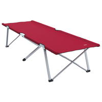 Letto da Campeggio Pieghevole Rosso Metallo e Tessuto Standard