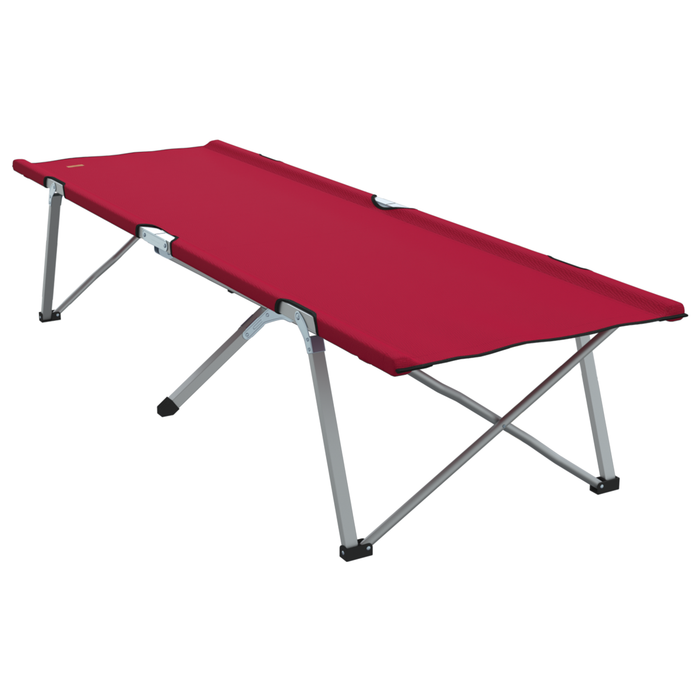 Letto da Campeggio Pieghevole Rosso Metallo e Tessuto Standard