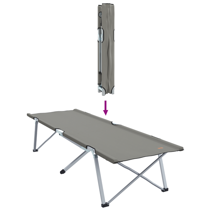 Letto da Campeggio Pieghevole Grigio Alluminio Grande Pieghevole