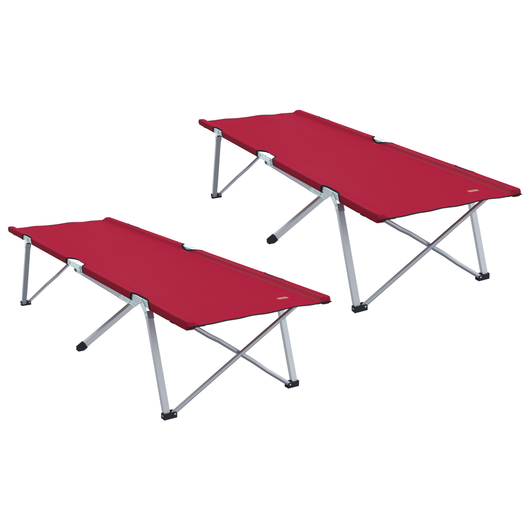 Letto Pieghevole da Sdraio Rosso Metallo, Tessuto Standard