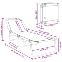 Lettino da Sole Pieghevole Motivo a Foglia Tessuto Oxford 600D Portatile