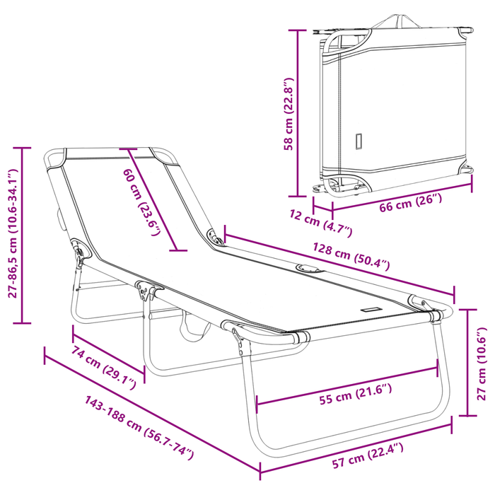 Lettino da Sole Pieghevole Motivo a Foglia Tessuto Oxford 600D Portatile