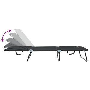 Lettino Prendisole 2 pcs Portatile Nero Tessuto Oxford 600D