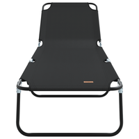 Lettino Prendisole 2 pcs Portatile Nero Tessuto Oxford 600D