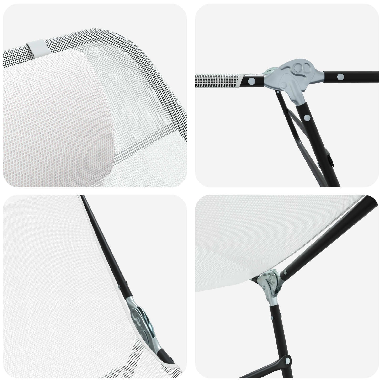 Lettino Prendisole Pieghevole con Testata Crema Textilene