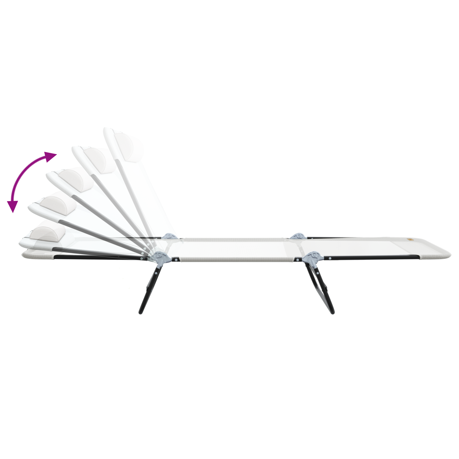 Lettino Prendisole Pieghevole con Testata Crema Textilene