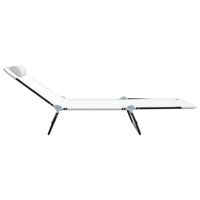 Lettino Prendisole Pieghevole con Testata Crema Textilene