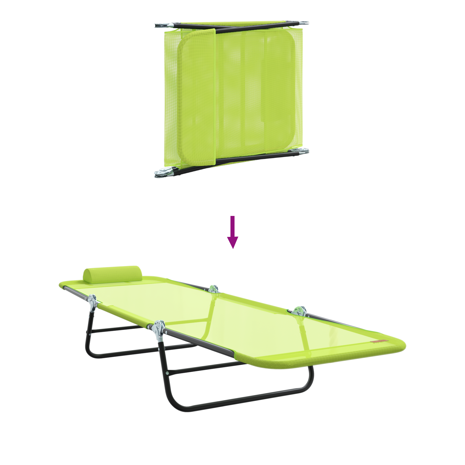 Lettini Prendisole 2 pz con poggiatesta Verde Textilene