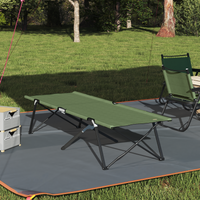 Letto Sole Pieghevole con Borsa da Trasporto Verde Militare in Tessuto Oxford 600D