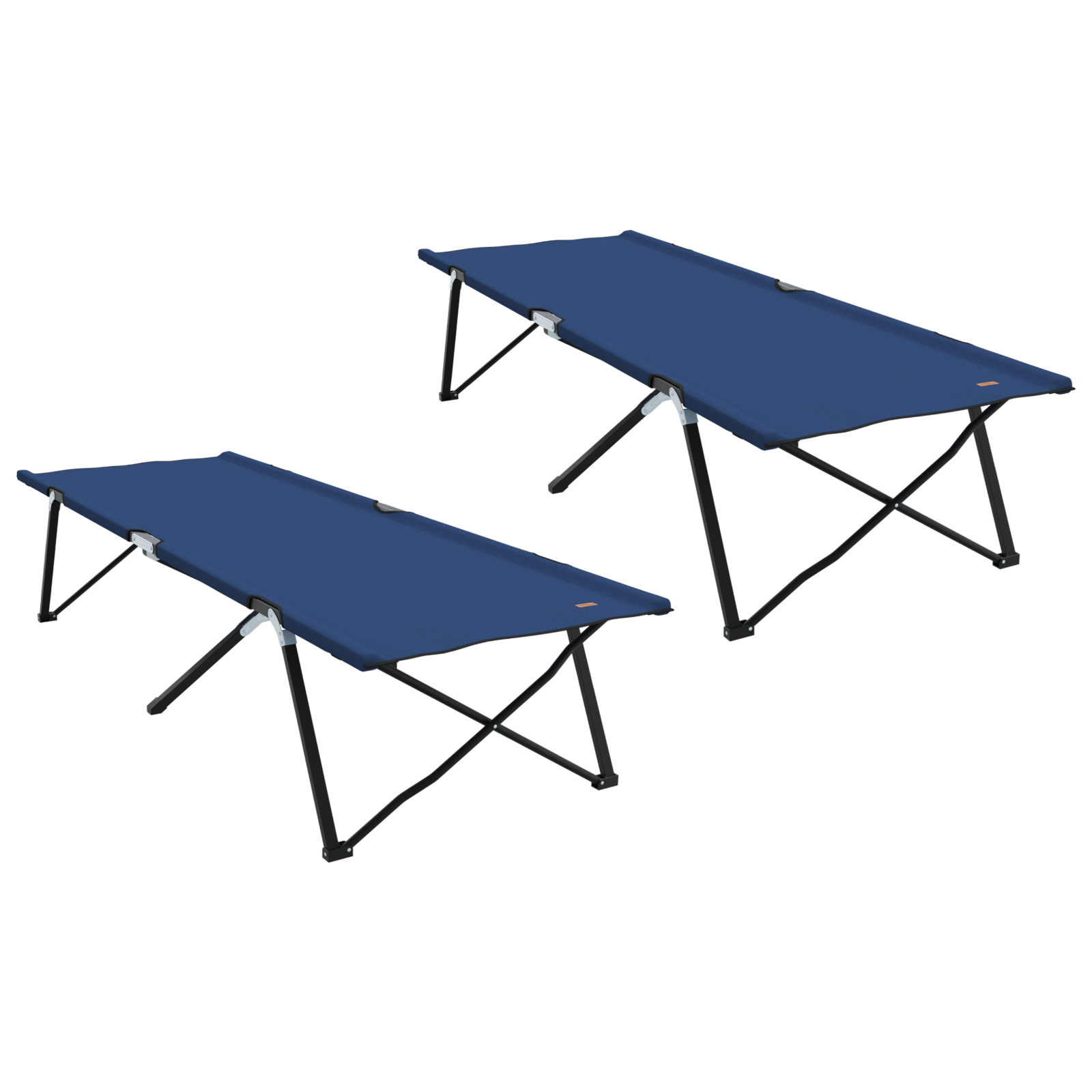 2 pcs Lettini da sole pieghevoli con sacche da trasporto Blu 600D in tessuto Oxford