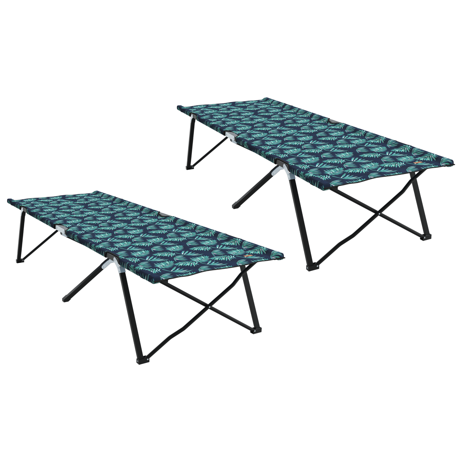 Letti da Sole Pieghevoli con Borse da Trasporto 2 pcs Motivo Foglia 600D Tessuto Oxford